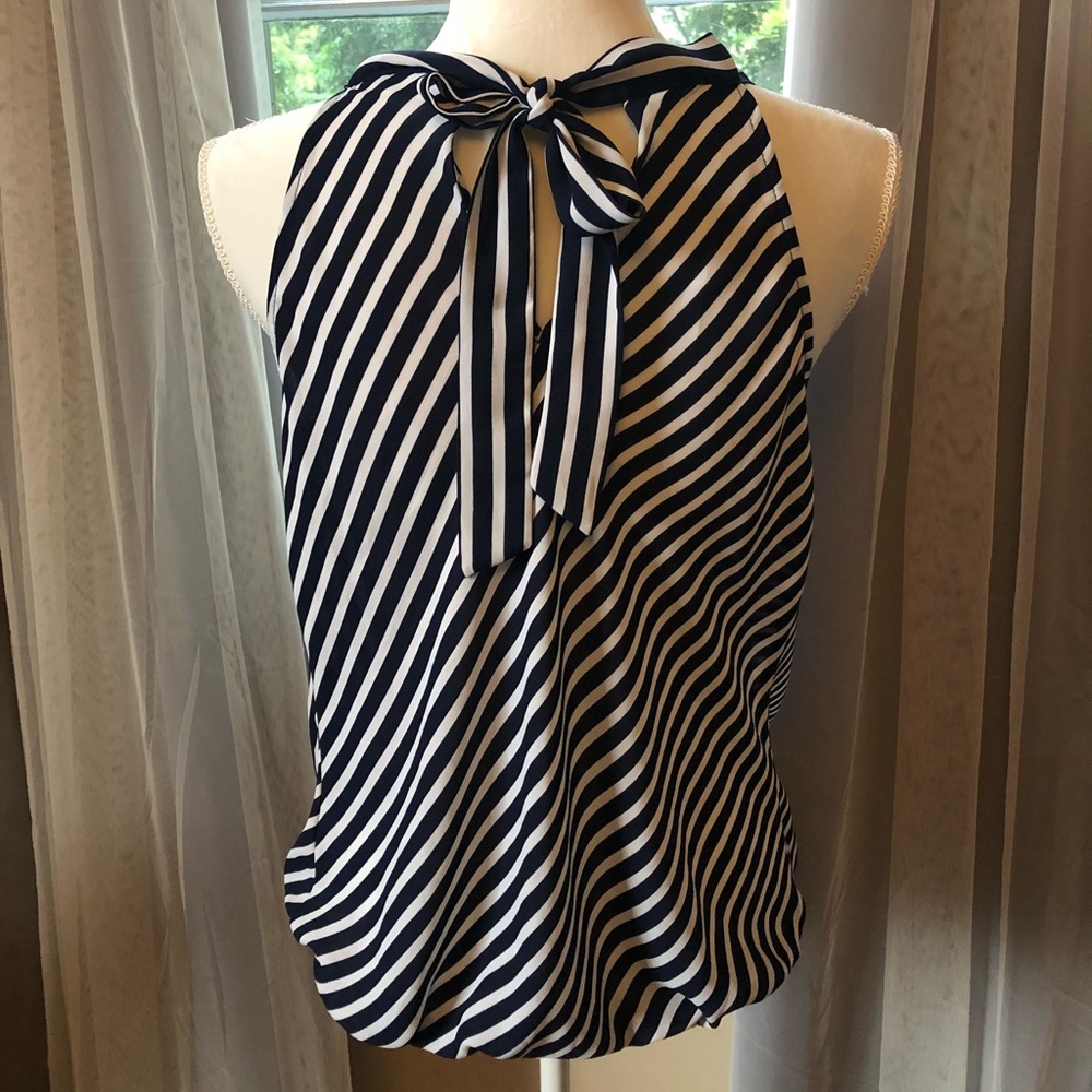 Navy and White Striped Blouse 🎀
